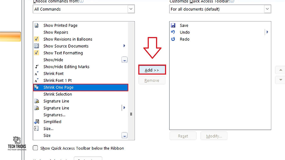 bật tính năng Shrink One Page trong Word