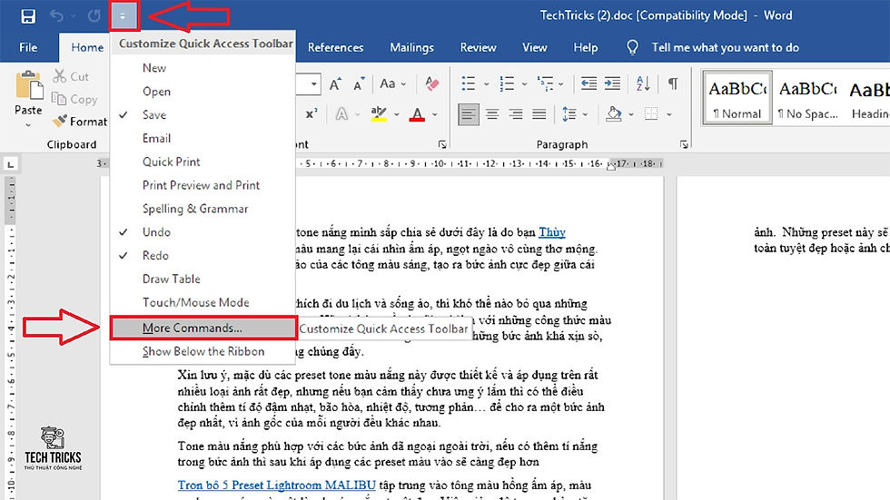 bật tính năng Shrink One Page trong Word