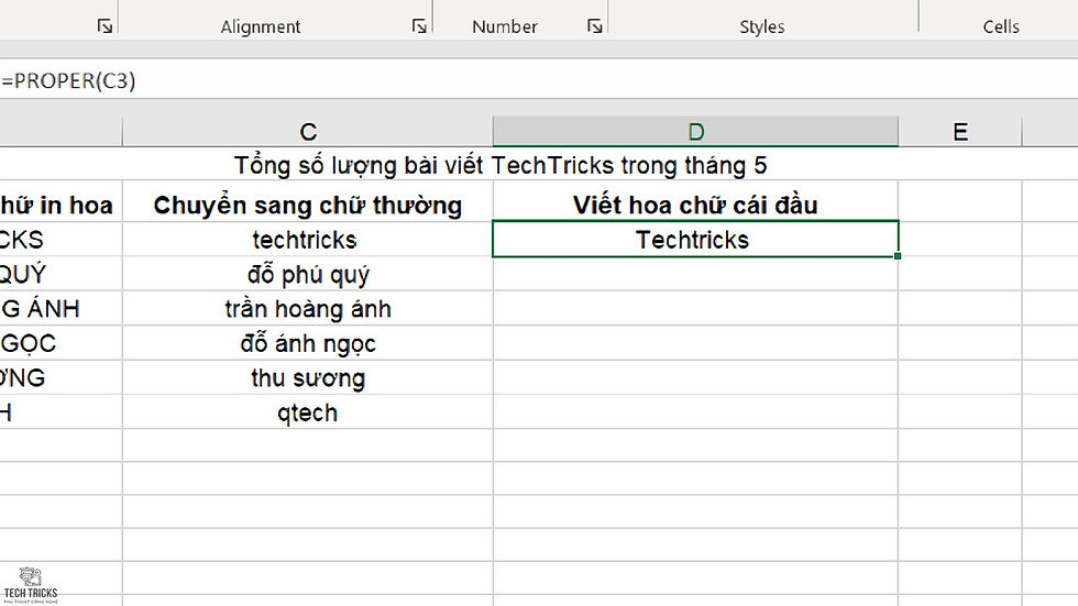 Cách chuyển chữ thường sang chữ in hoa trong Excel