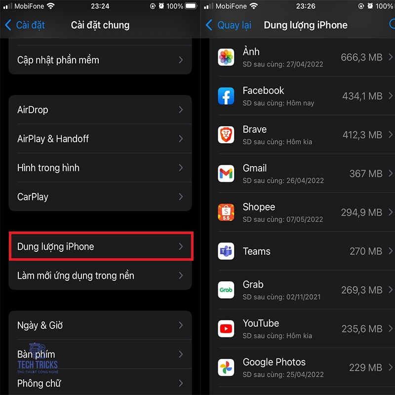 Cách giải phóng dung lượng trên iphone