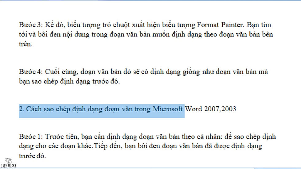 Copy định dạng đoạn văn trong Microsoft Word