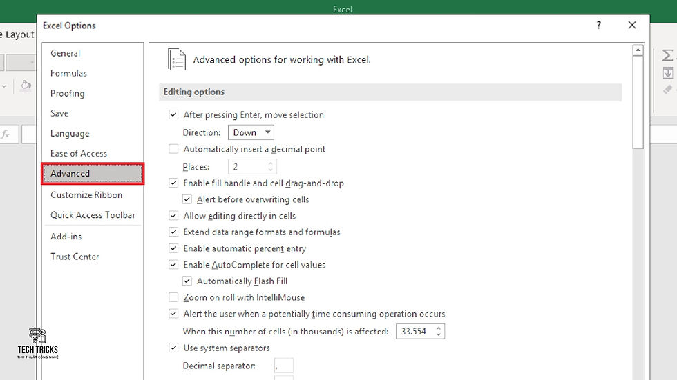 Cách tắt tính năng gợi ý nội dung trong Excel
