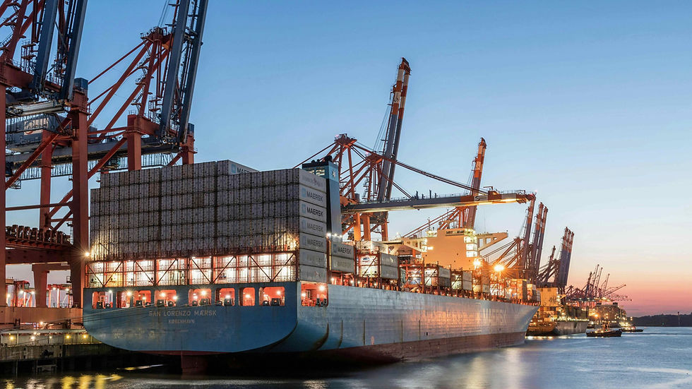 San Lorenzo Maersk at Burchardkai Terminal in Hamburg Port, Germany