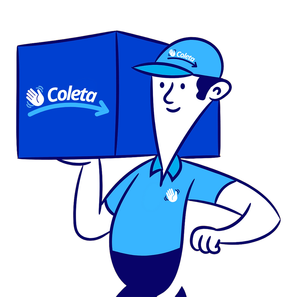 Entregador com caixa da empresa de logística urbana para coletas.