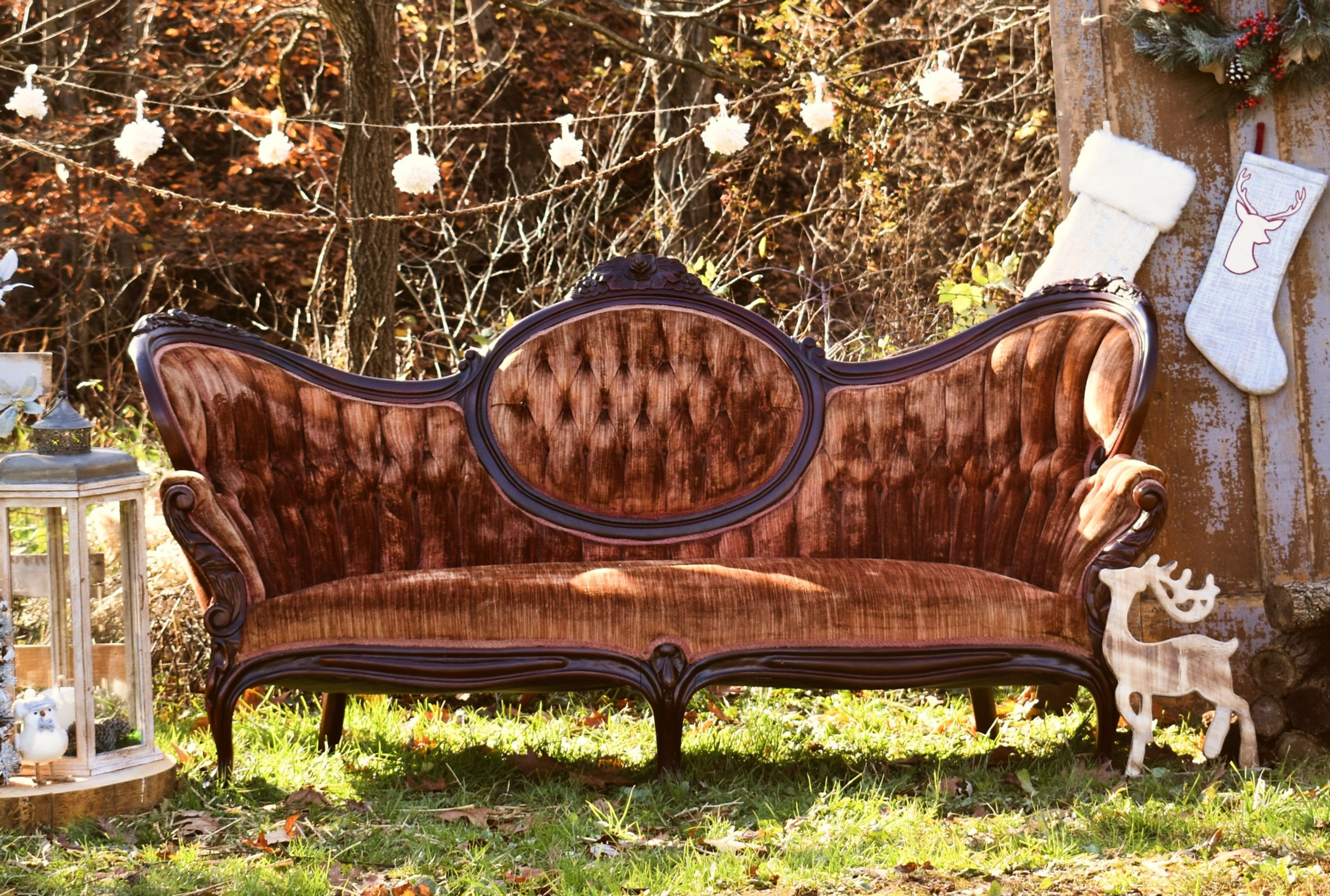 Rusty Velvet Couch