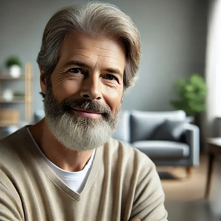 DALL·E 2024-12-12 16.12.03 - A realistic image of an older man with a graying beard sittin