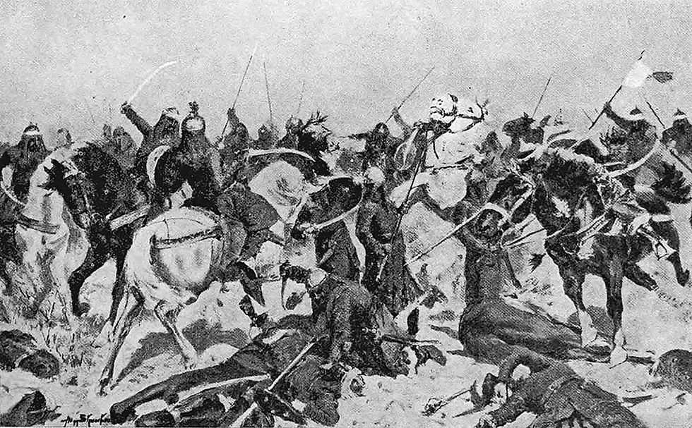 The last stand of Rajputs against Muhammedans at Tarain, 1192 A.D. by Allan Stewart