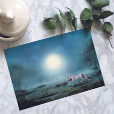 4 x Swamp Unicorn postcard illustration 
