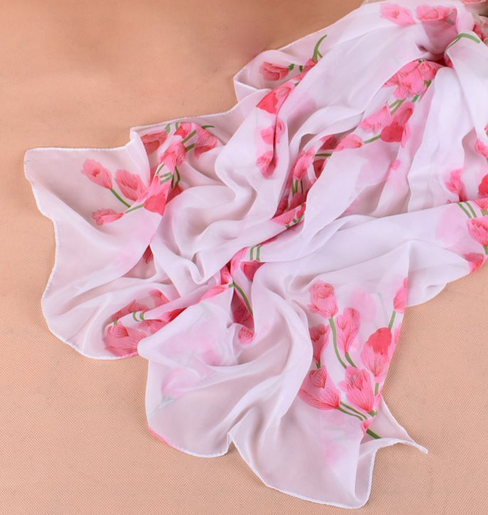 Thumbnail: White Tulip Chiffon Scarf