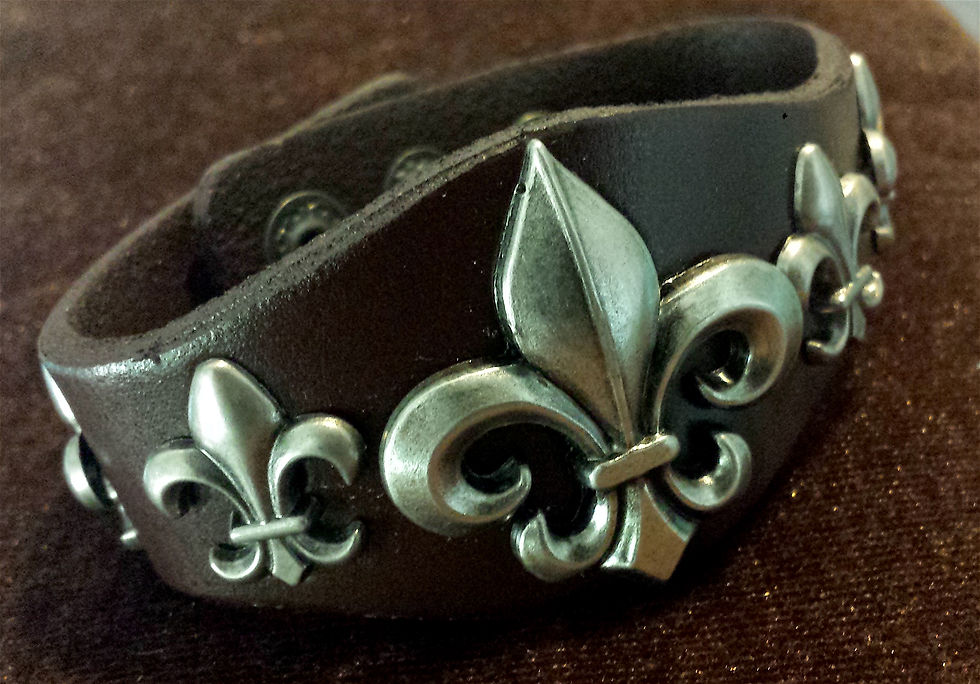 Thumbnail: Leather Fleur de Lis Bracelet