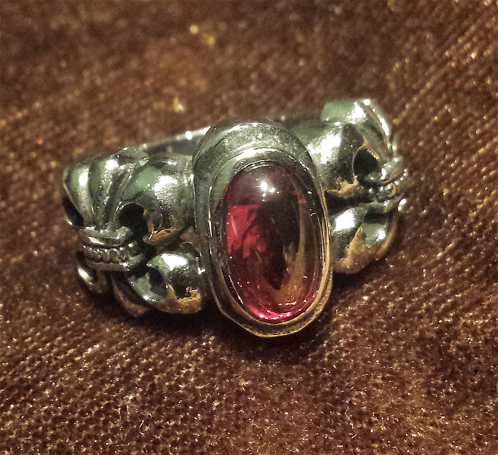 Thumbnail: Red Polish Agata Fleur de Lis Ring