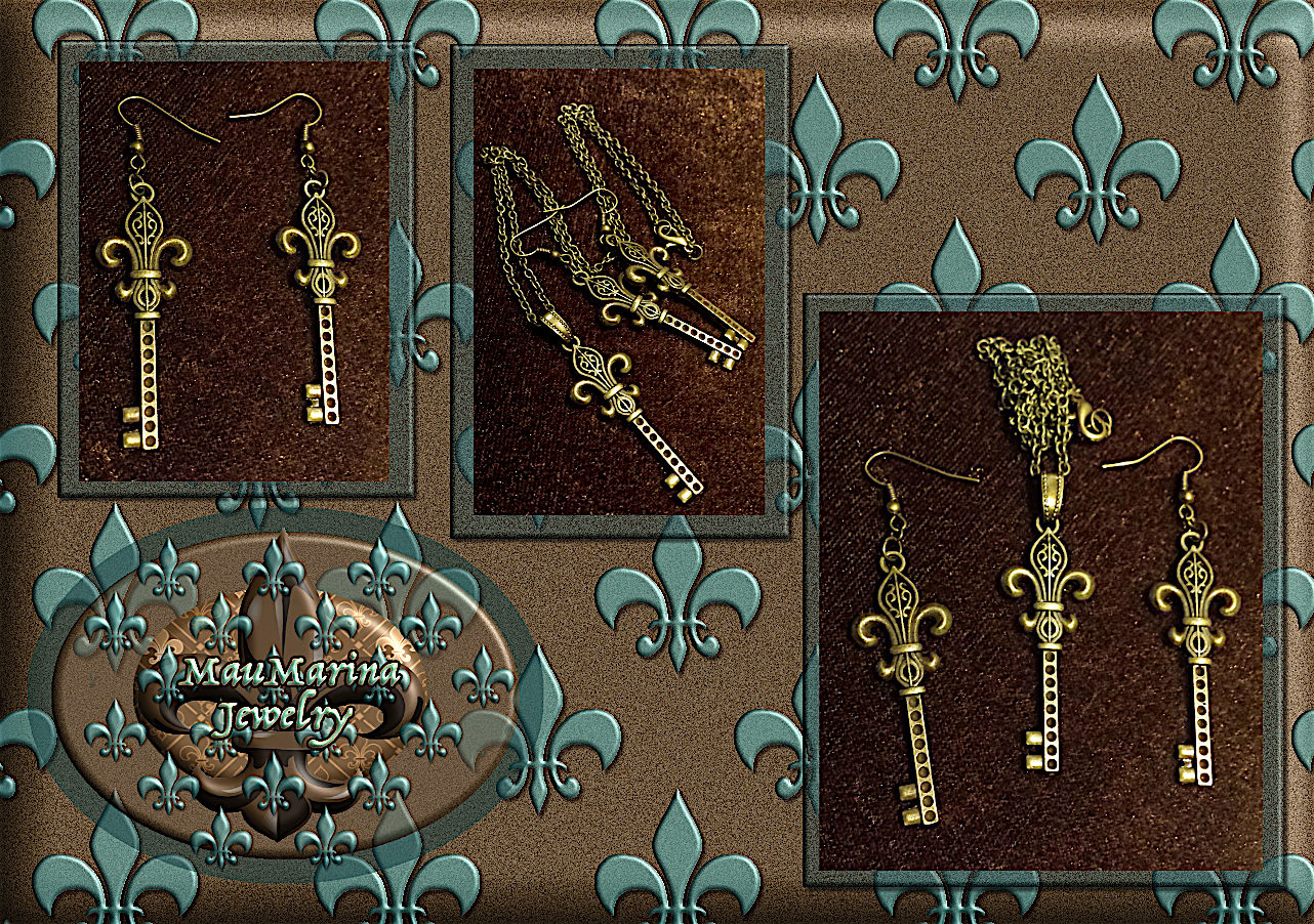 Antique Bronze Fleur de Lis Key Set
