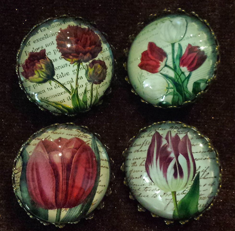 Thumbnail: Antique Bronze Tulip Pins 4 Different Models