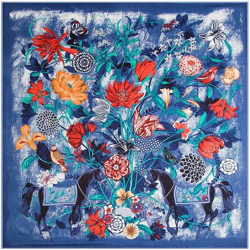 Thumbnail: Super Large 130 cm X 130 cm Square Scarf 100 % Silk