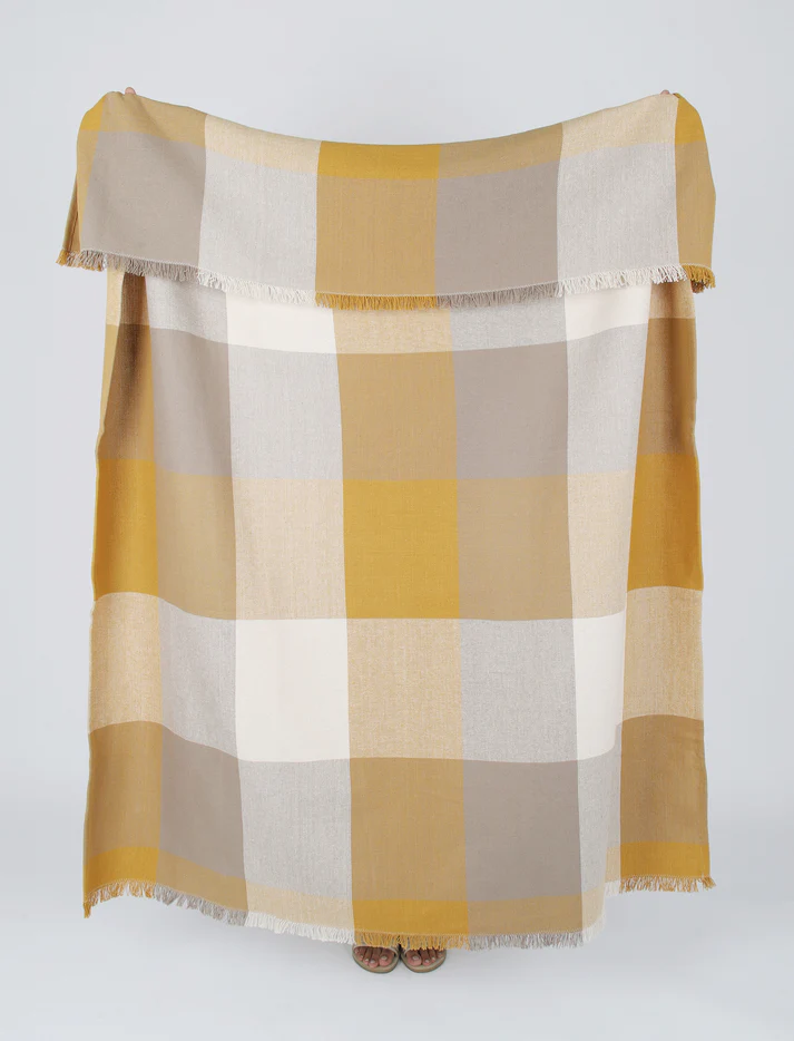 SAF Throw - Giant Check Mustard | Norca Rug Co.