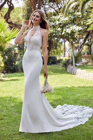 Diamante by Ronald Joyce - Wedding dress with stunning lace collar neckline -  wedding dress stockist in Lincolnshire