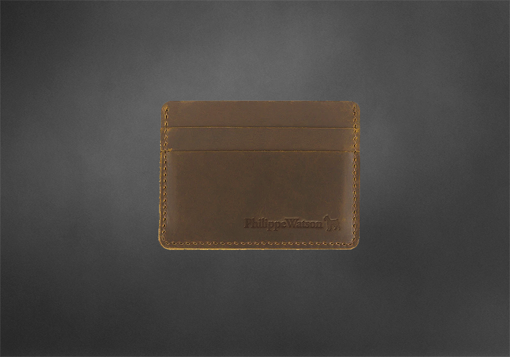 Brown leather card holder