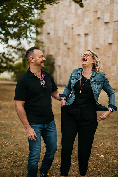 joyce & jordan laughing in the park
