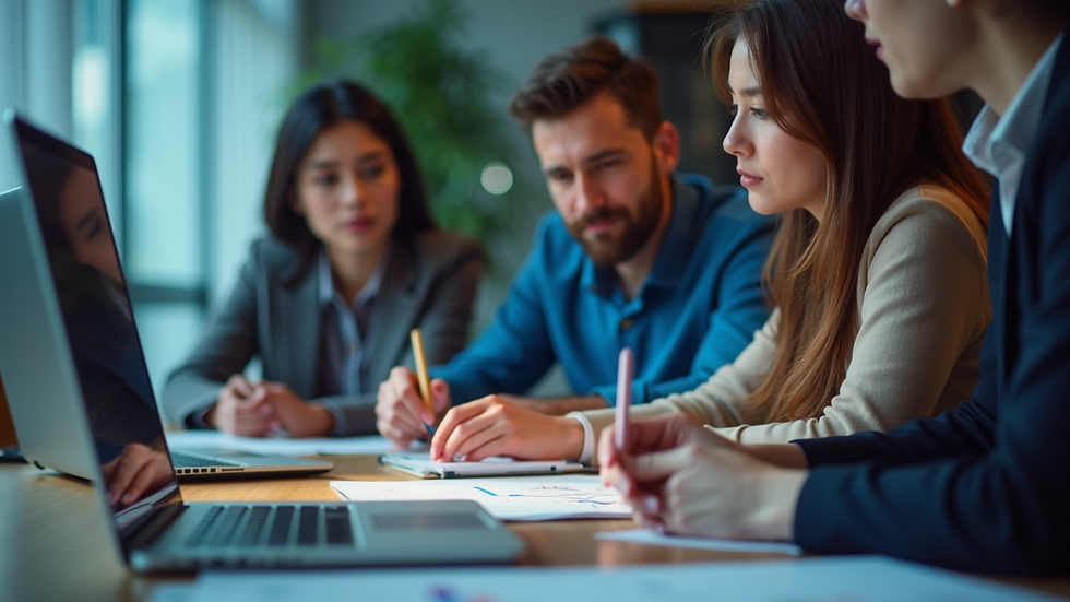 Close-up view of a marketing team brainstorming digital strategy