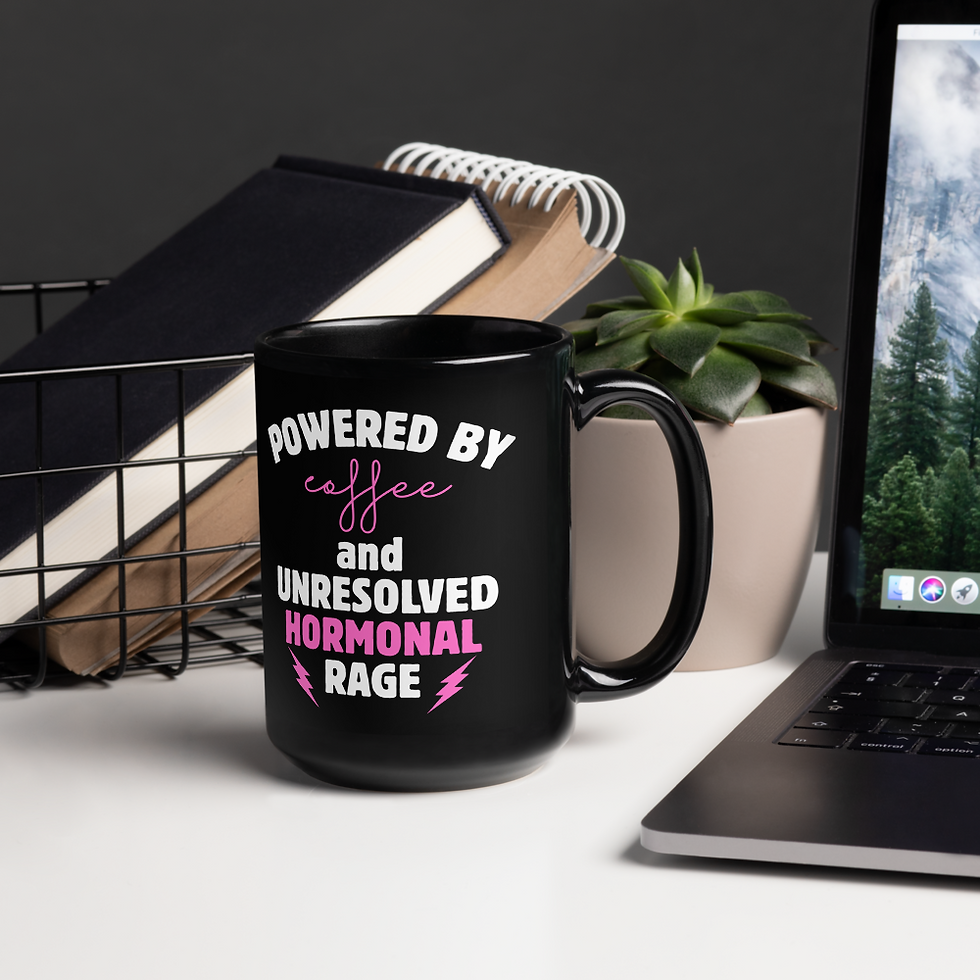 Thumbnail: Black Glossy Mug "Powered by Coffee and Rage"