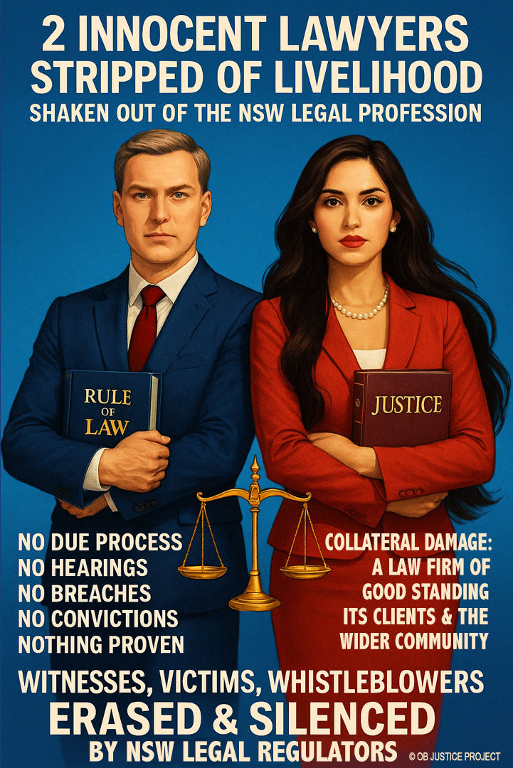 Two Innocent Lawyers Stripped of Livelihood by NSW Legal Regulators. Lawyers, Marie Odtojan & Artem Bryl, and Odtojan Bryl Lawyers.