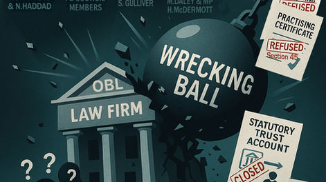 Rule of Law: A Wrecking Ball of Fraud and Retaliation: How NSW Legal Regulators Erased Two Innocent Lawyers and Their Law Firm, Without Proof, Due Process, Or Lawful Determination.