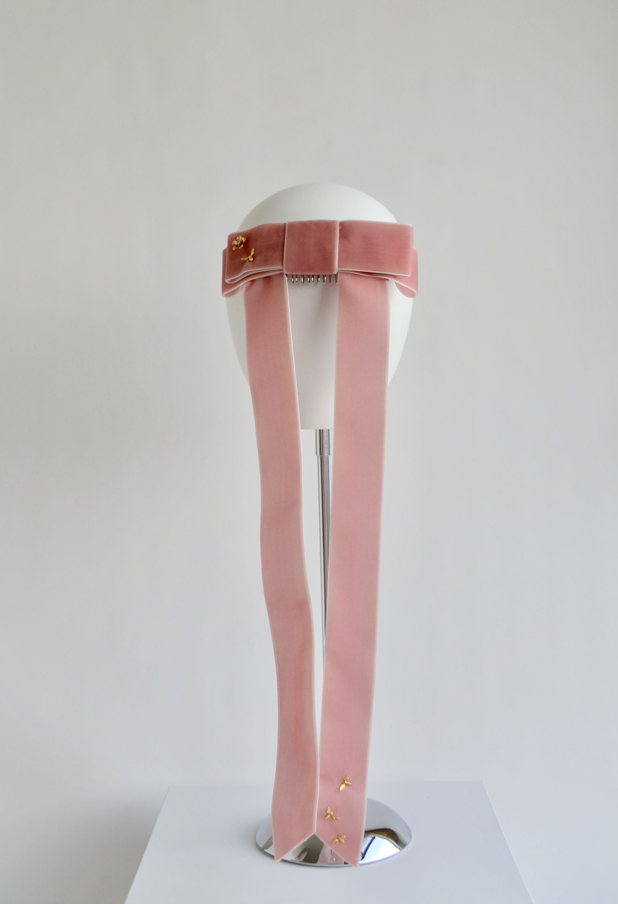 Velvet Ponytail Bow - Dusky Pink
