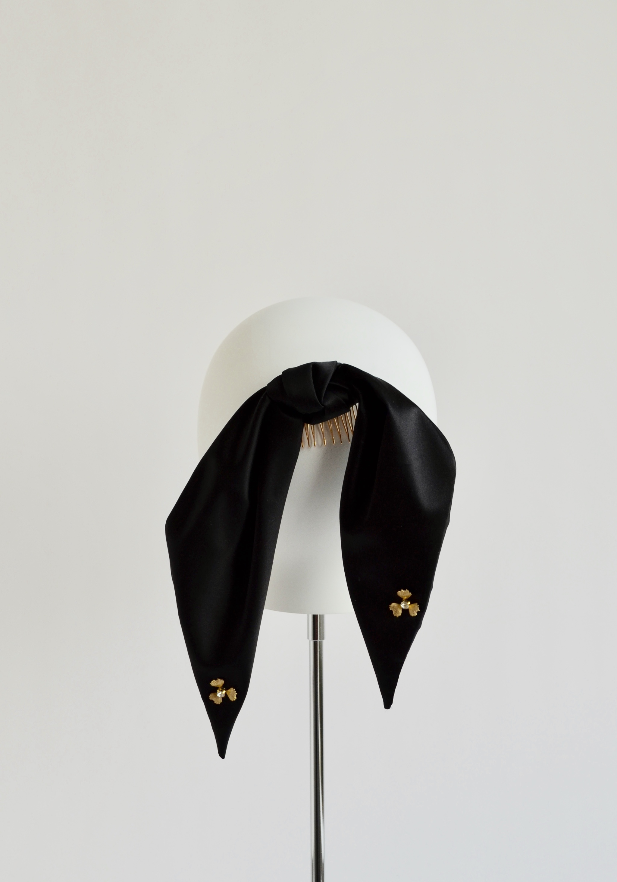 Silk Ponytail Bow - Black