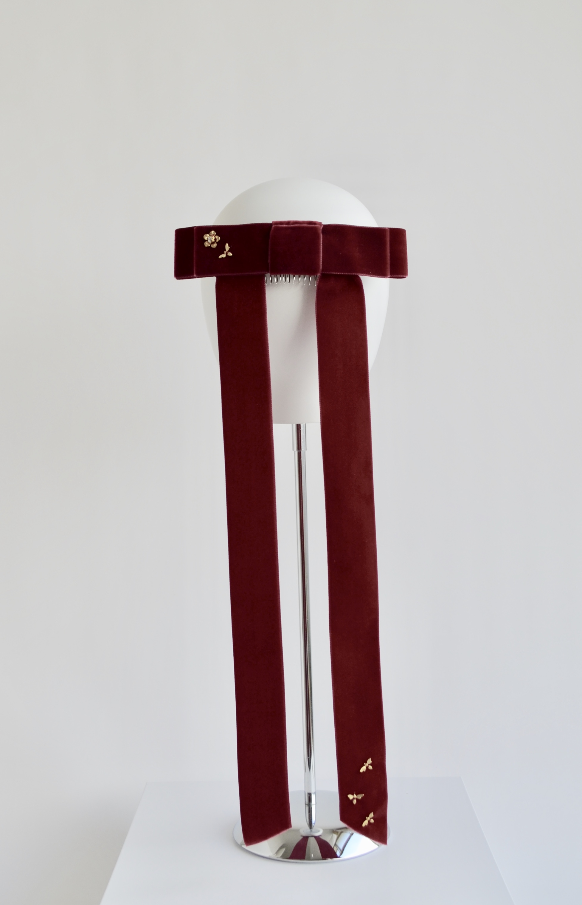 Velvet Ponytail Bow - Burgandy