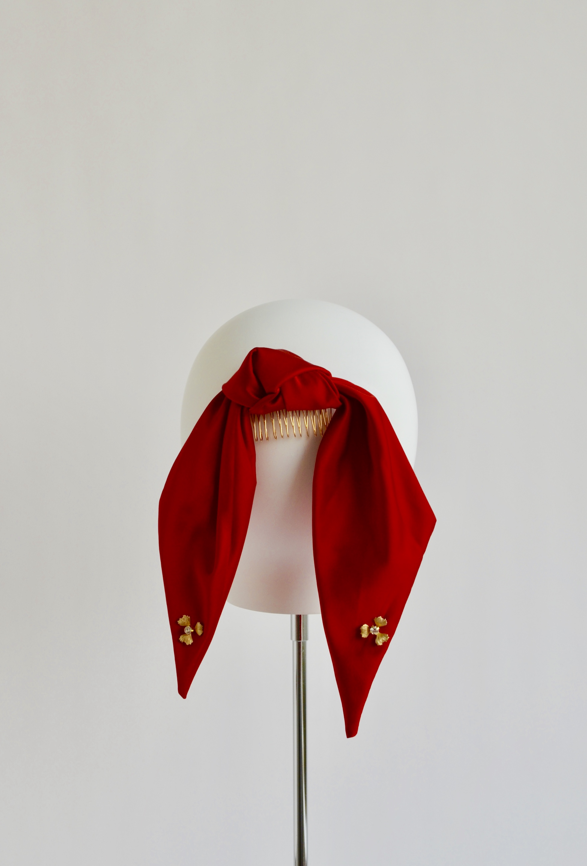Silk Ponytail Bow - Red