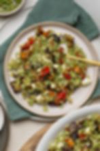 Pesto Rice with Roasted Vegetables and Feta