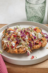 Crispy Schnitzel with Feta Coleslaw (Gluten Free)