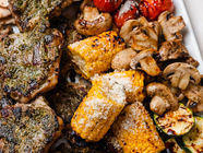 Pesto Lamb Chop Skewers with BBQ Vegetables