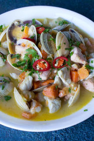 Seafood Chowder with Coconut Cream, gluten-free