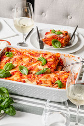 Layered Cheesy Ravioli Lasagna, gluten-free