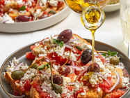 Greek dakos with tomato feta and olives
