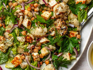 Roasted Cauliflower and Chickpea Salad with Halloumi, gluten-free