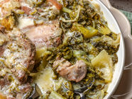 Greek Pork Fricasseé with Endive in Creamy Lemon Sauce