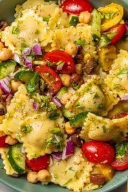 Za’atar Ravioli Pasta Salad, gluten-free