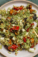 Pesto Rice with Roasted Vegetables and Feta