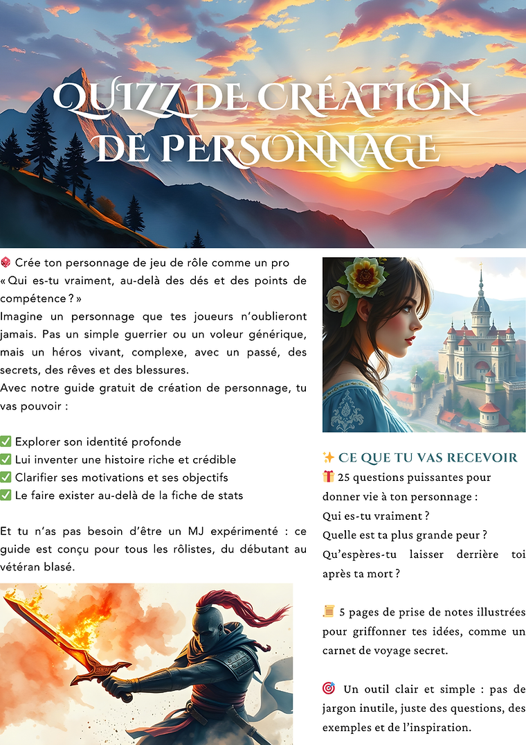 fiche personnage JDR détaillée à télécharger pour créer des héros captivants