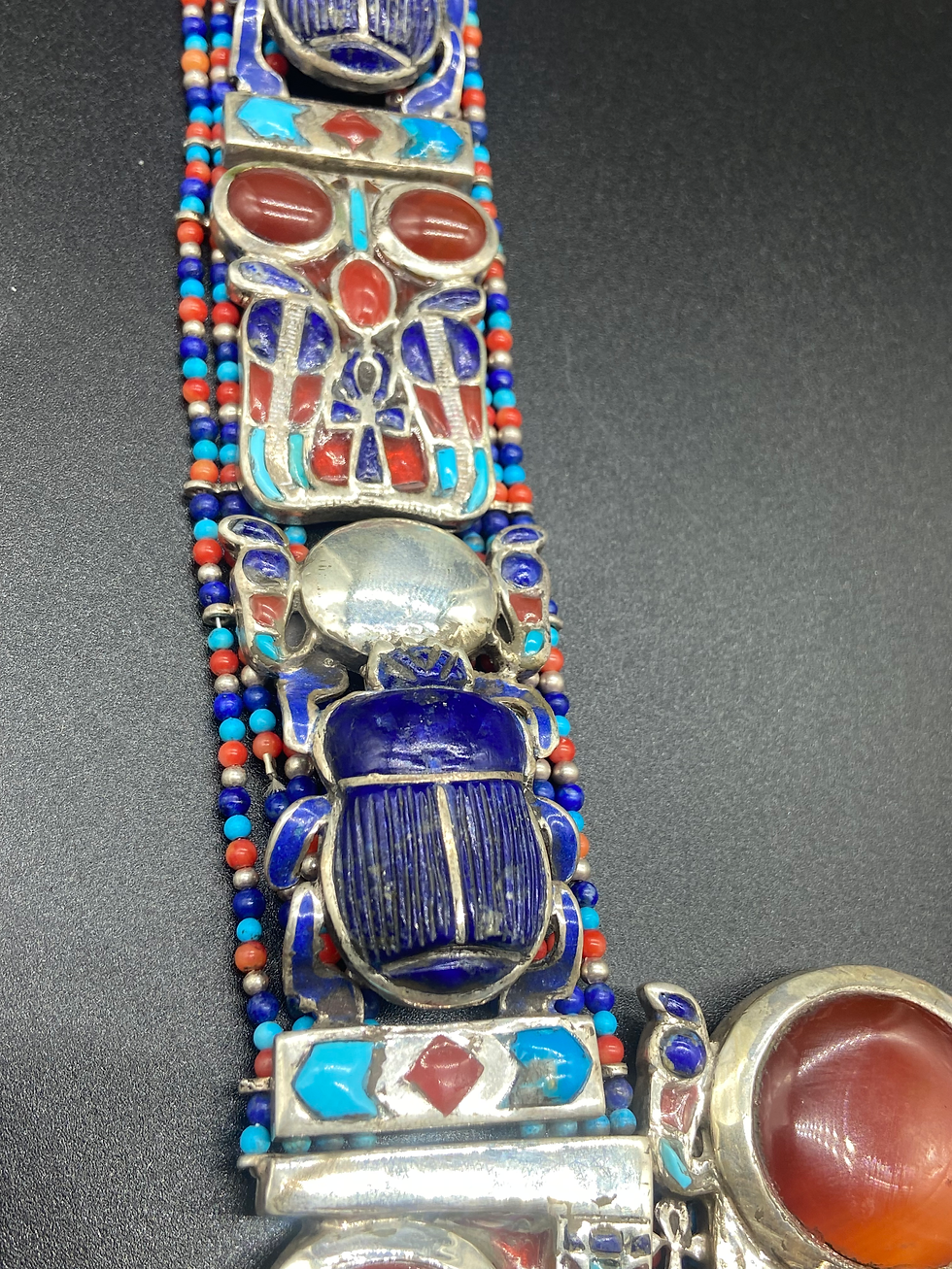 Miniature : Tutankhamen Royal Pectoral Lapis lazuli, carnelian and turquoise Sterling silver