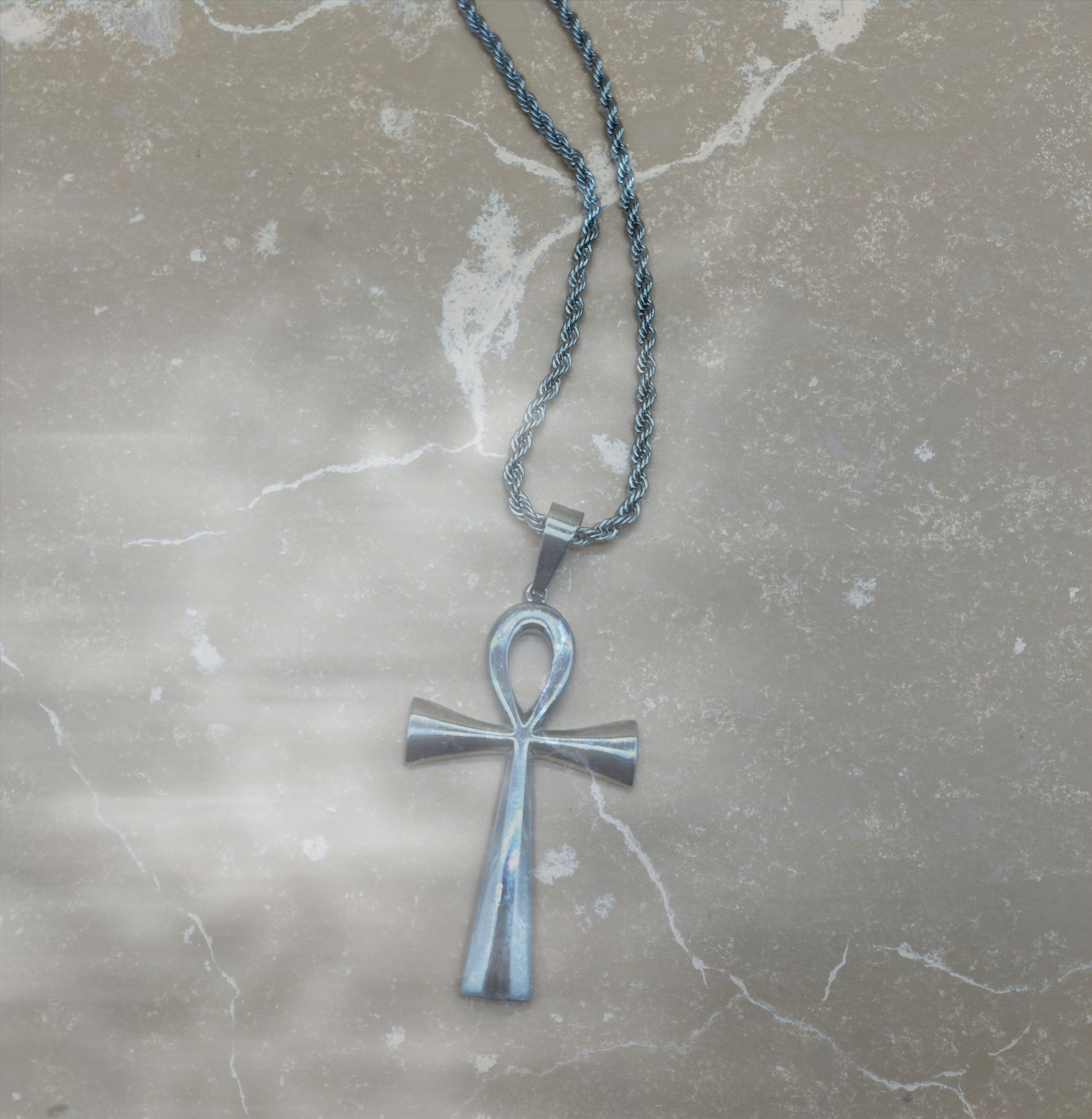 Ankh Pendant/Necklace Stainless Steel Silver