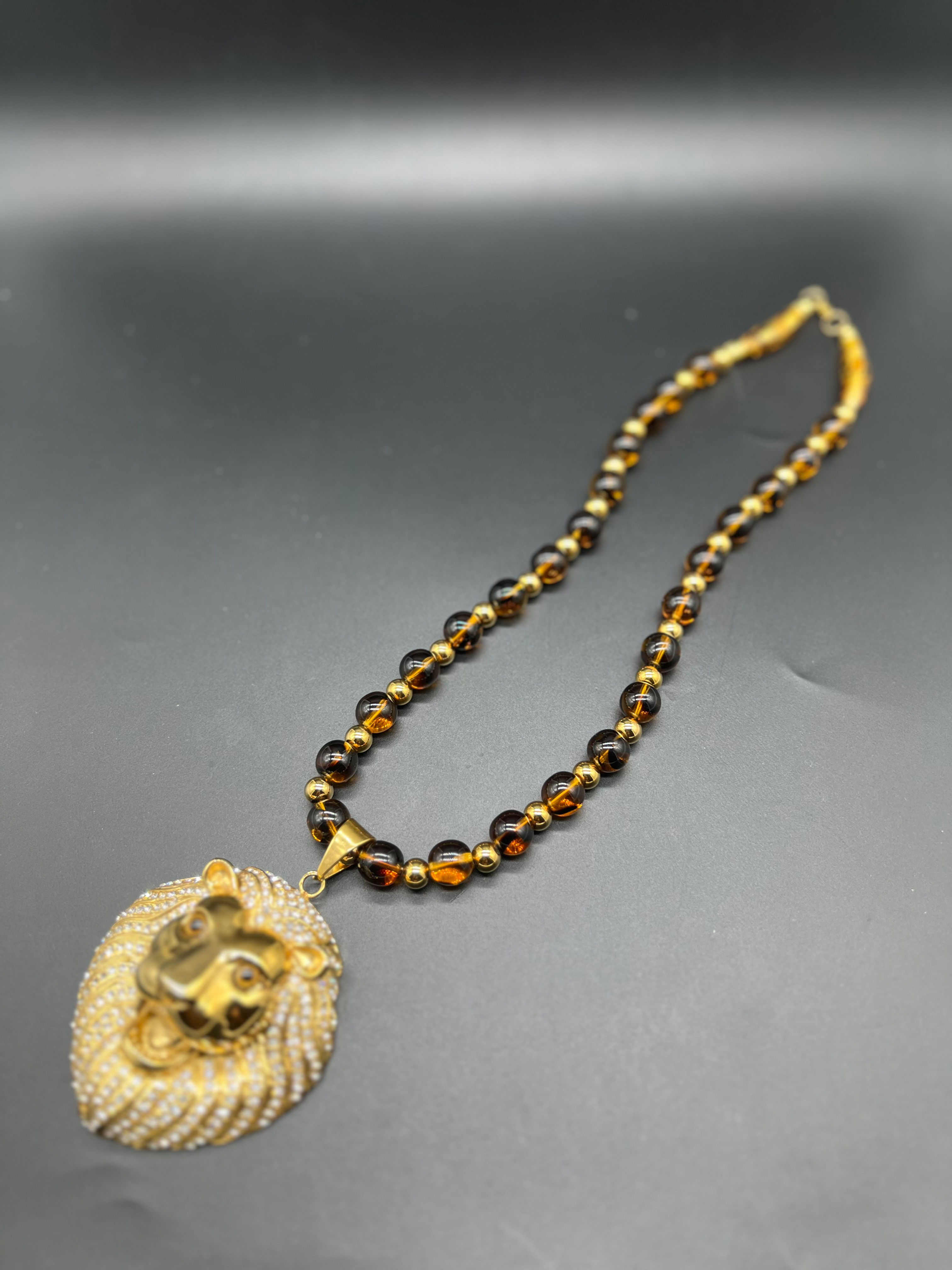 Lion/Cat Eye Beaded necklace