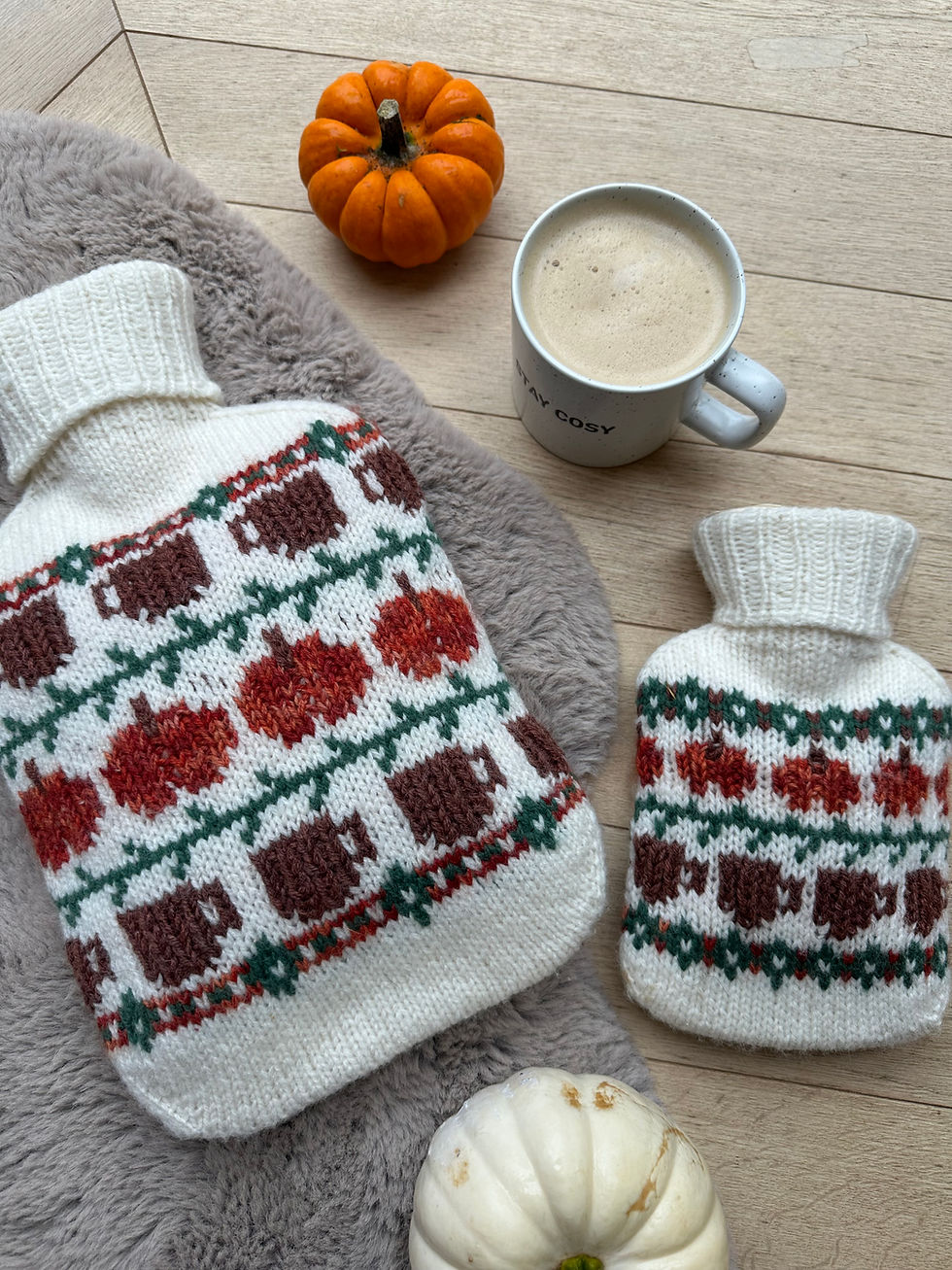 Thumbnail: Pumpkin Spice Hot Water Bottle Cover | Pattern