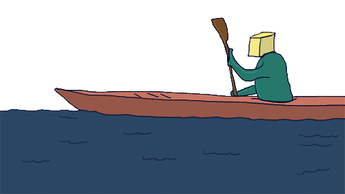 animated cartoon charcter rowing a boat