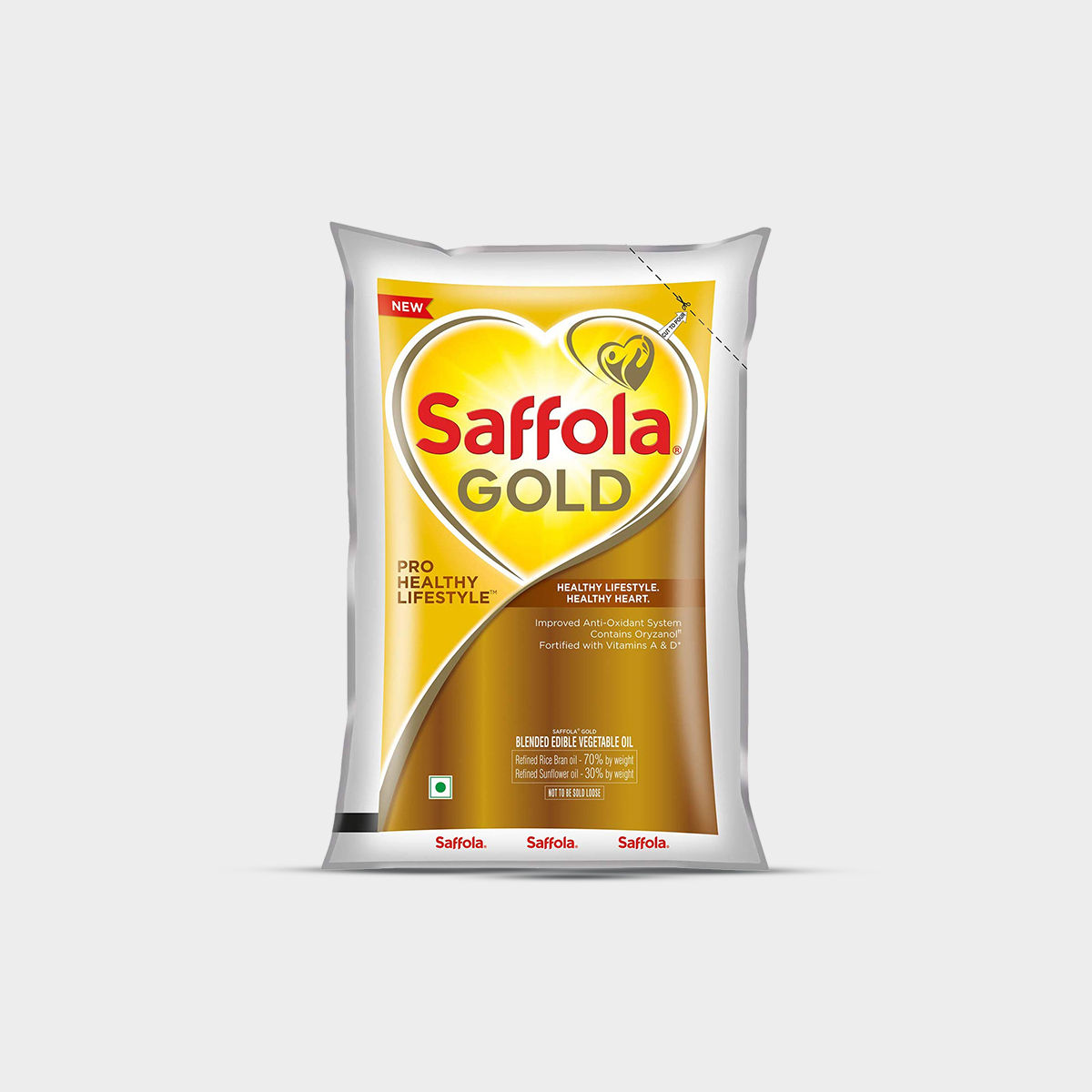 Saffola Gold Pro Healthy Lifestyle Edible Oil, 1 L Pouch