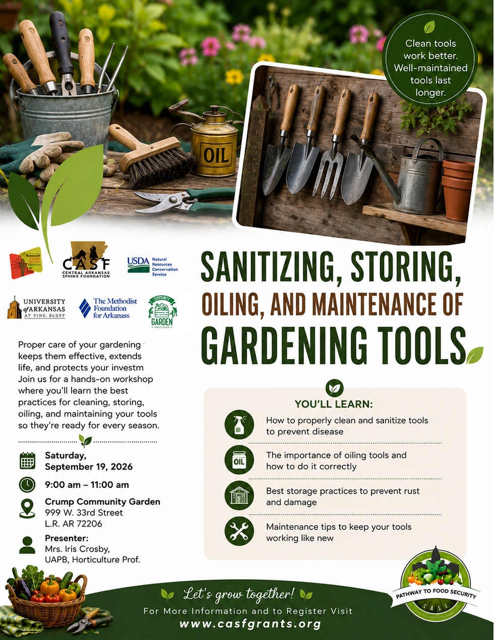 Sanitizing, Storing, Oiling, and Maintenance of Gardening Tools