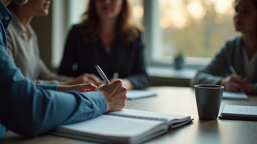 High angle view of a person writing notes during a coaching session