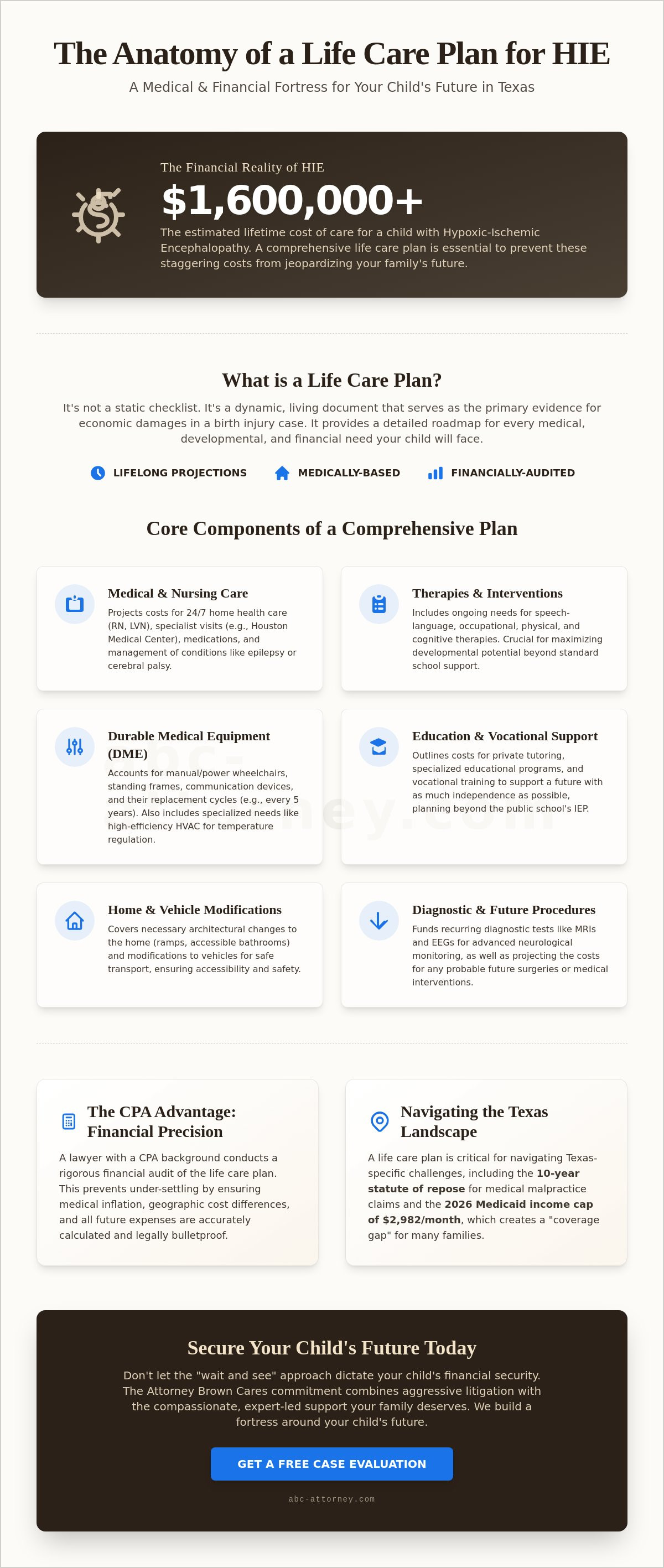 Life care plan for child with HIE